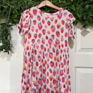 Birdie bean 8yr pink strawberry bamboo twirl dress